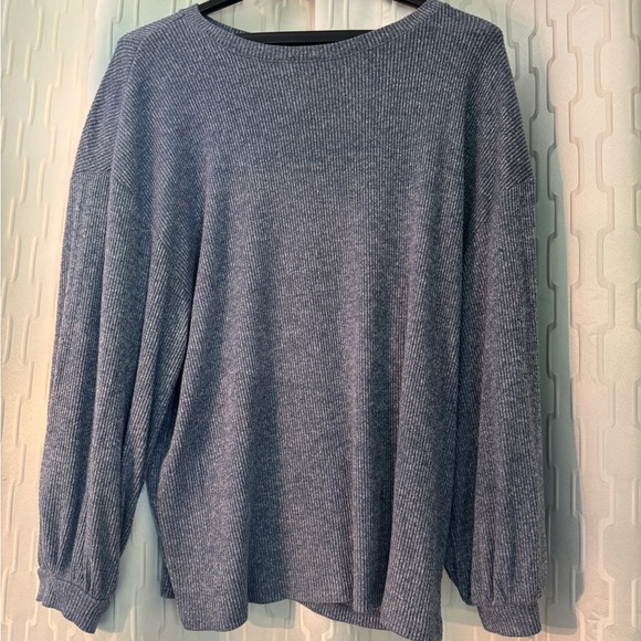 Daily Ritual Heather Blue Knit Top- Size L - Picture 1 of 9